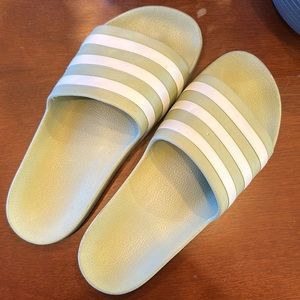 Adilette Green Adidas Slides - Size 8